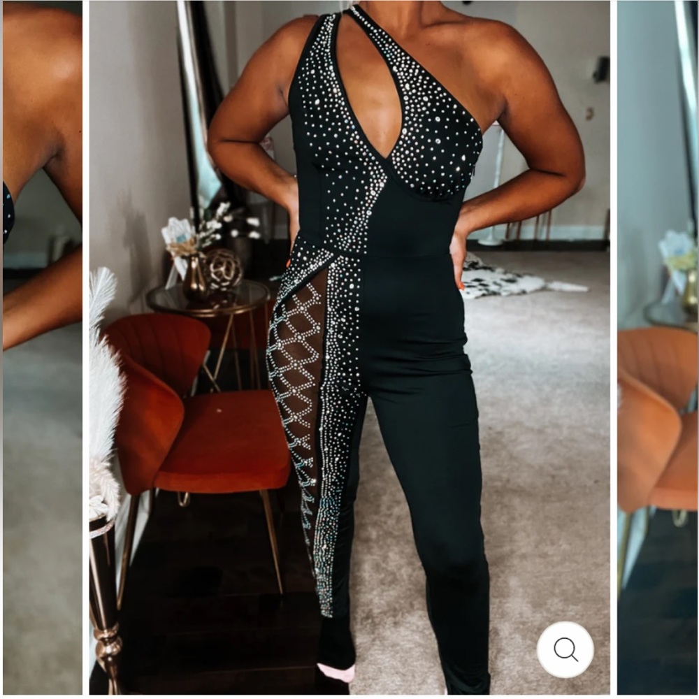Black sequin jumpsuit